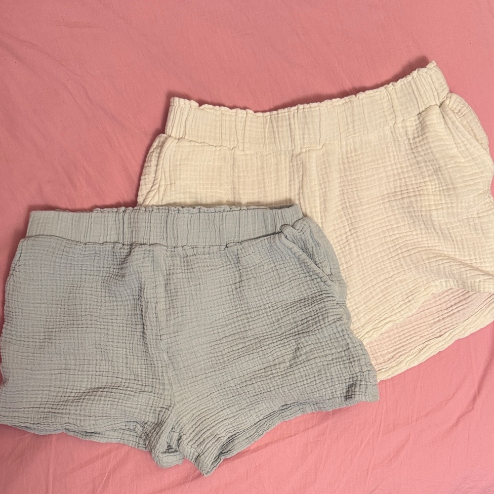 Women's Cream and Gray Shorts